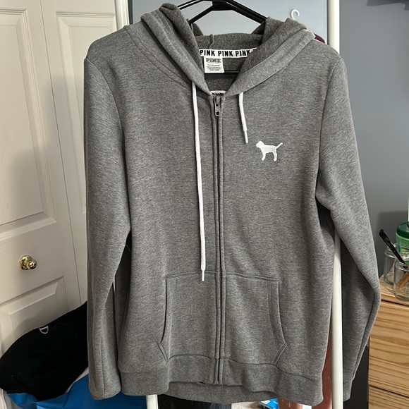 Victoria Secret PINK Full Zip Grey Hoodie - Picture 1 of 3